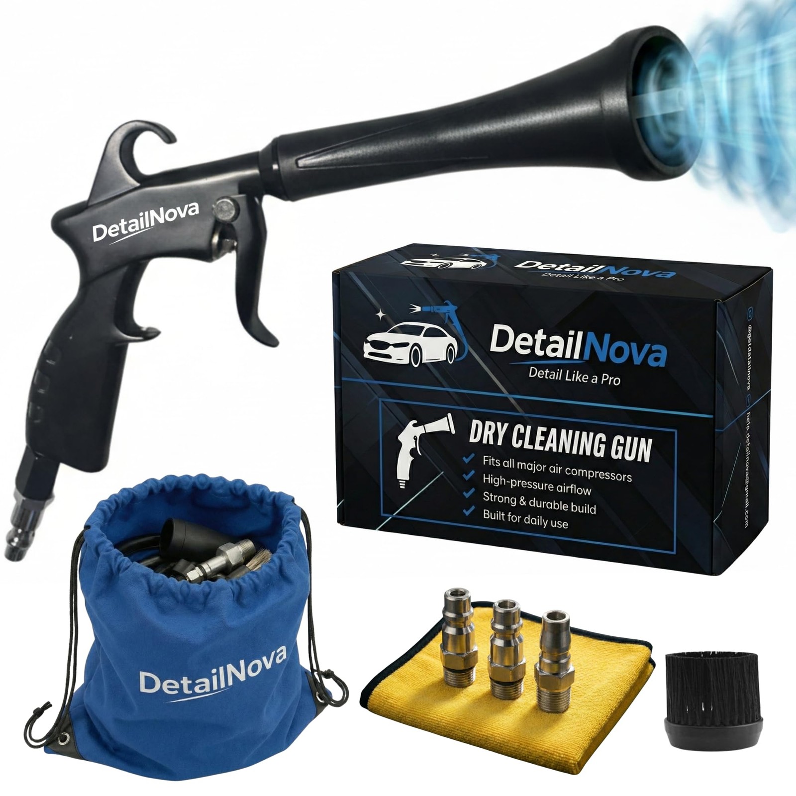 DetailNova Tornado Air Gun for Car Detailing – Durable Blaster with Black