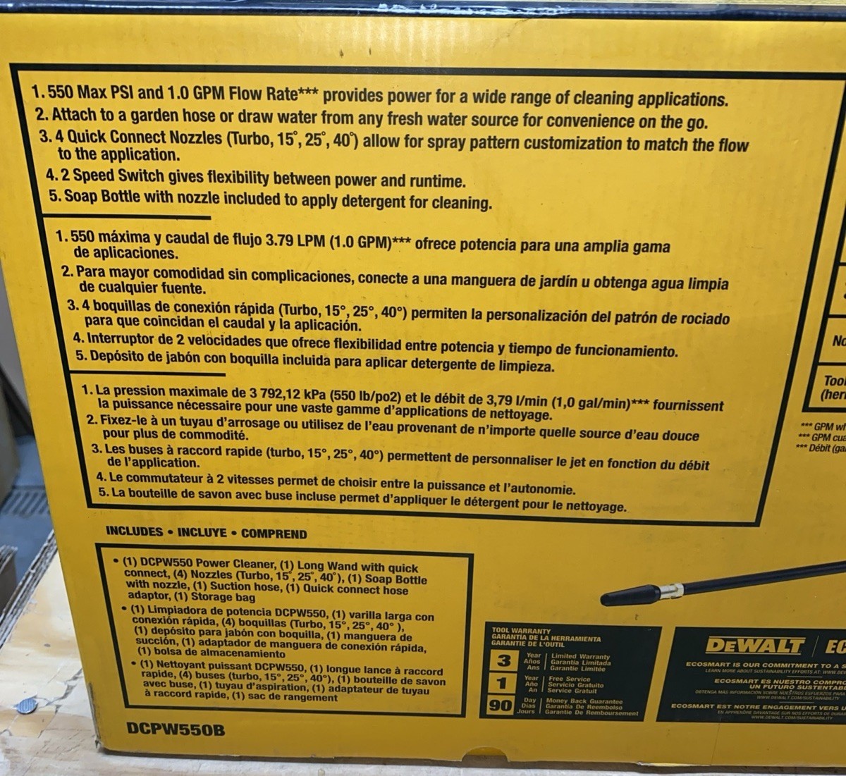 DEWALT DCPW550B 20V 550 PSI Power Cleaner Pressure Washer