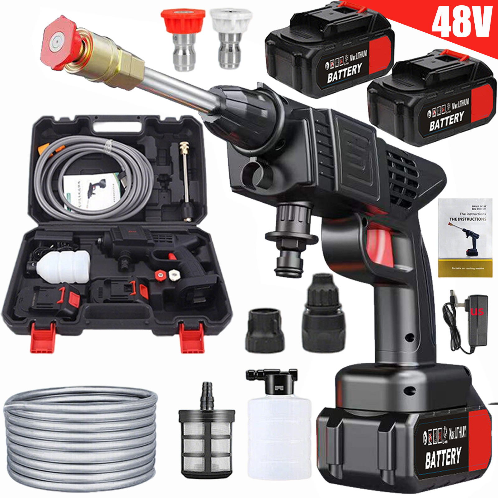 Portable Cordless Electric High Pressure Water Spray Gun Car Washer Cleaner Tool