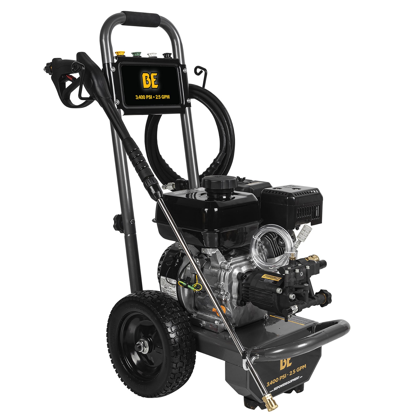 BE Power 3,400 PSI 2.5 GPM, 223cc, Cold Water Gas Pressure Washer