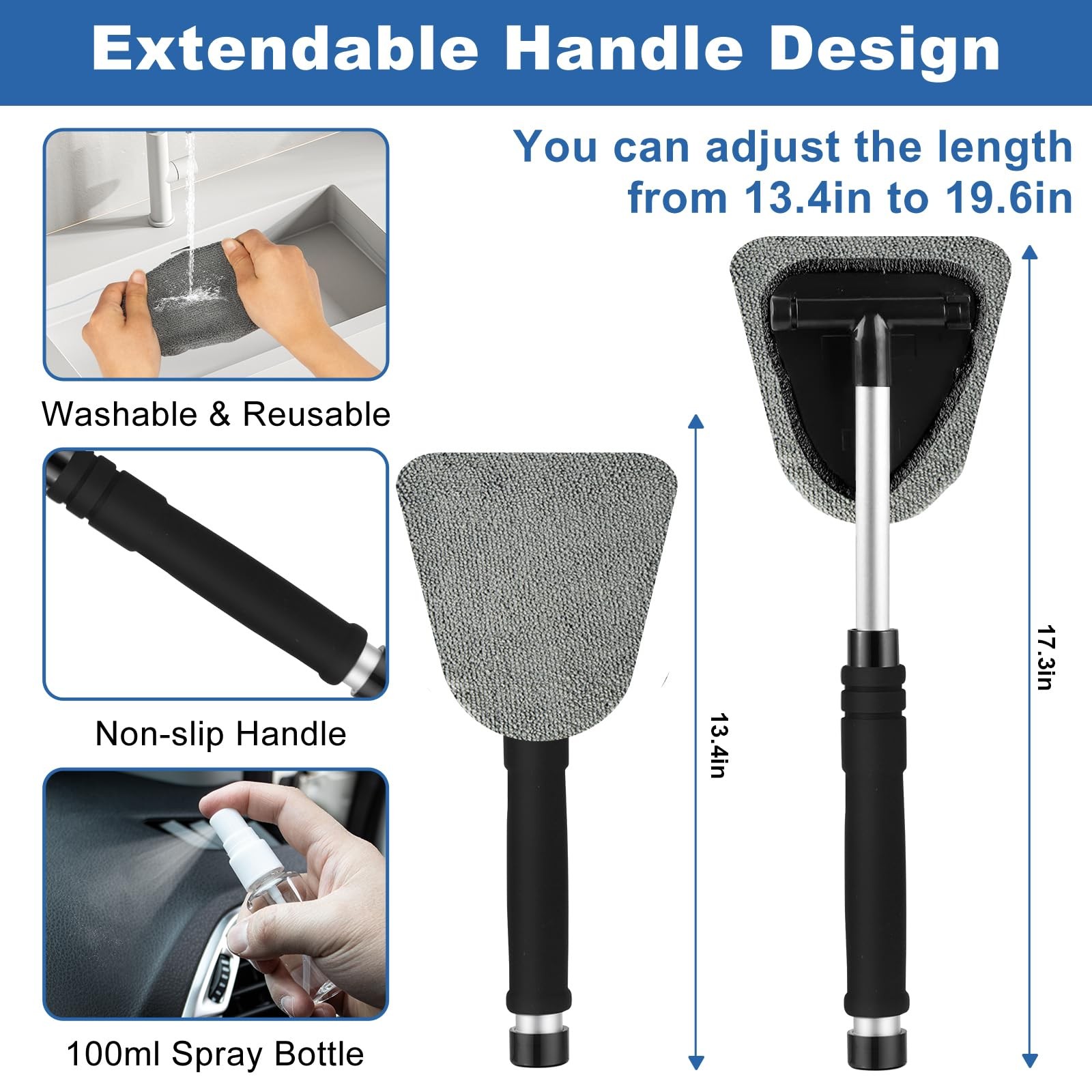 Viewsun Windshield Cleaner Tool, 13Pcs Car Interior Cleaning Kit, Grey