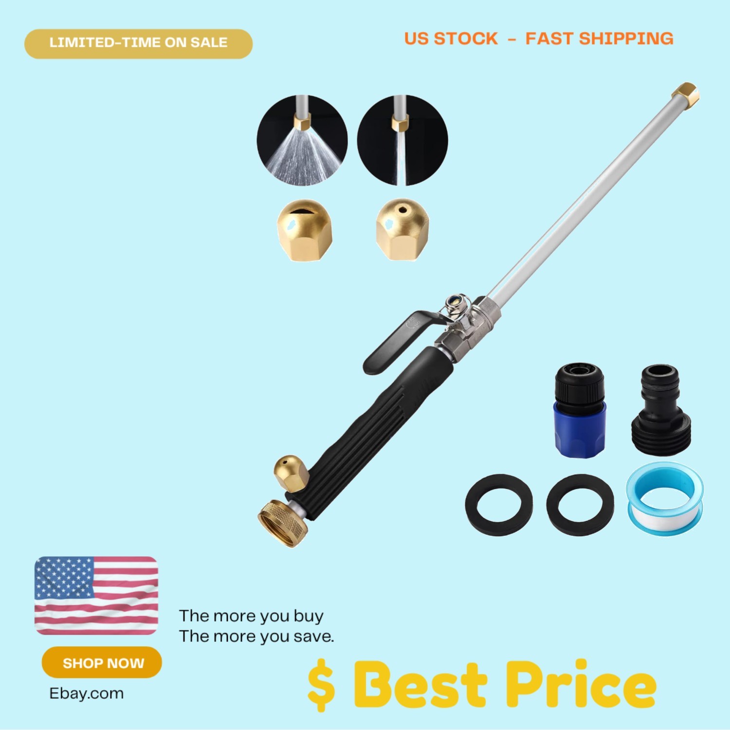 Upgraded Hydro Jet Garden Hose Wand, High Pressure Washer Tool
