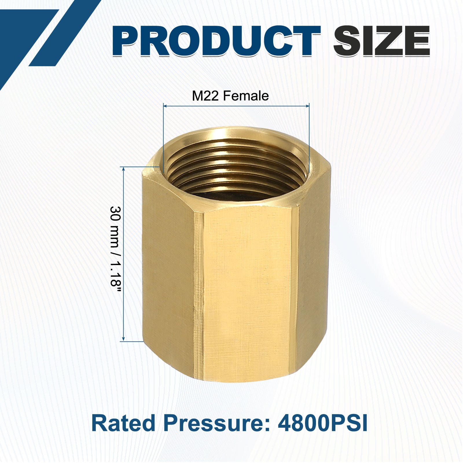 Pressure Washer Connector M22 Female to M22 Female 4800PSI Copper