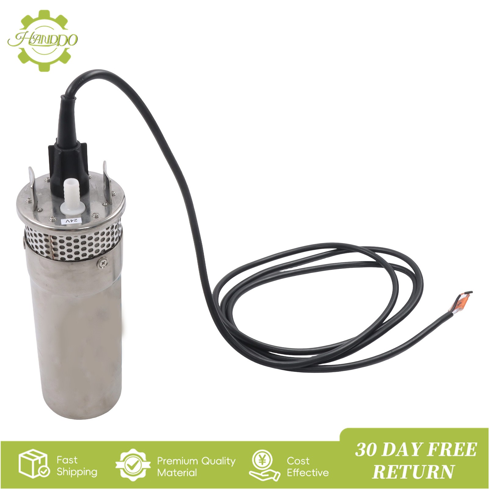 24V Well Pump 3.2GPM 4″ Stainless Steel Max Lift 230FT Deep Solar Well Pump