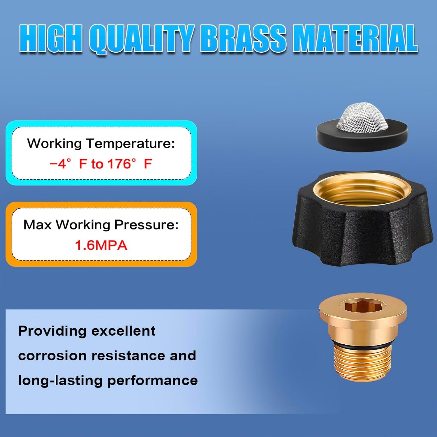 2 Pack Brass Water Inlet Fitting 3/8″ NPT x 3/4″ GHT Pressure Washer Adapter