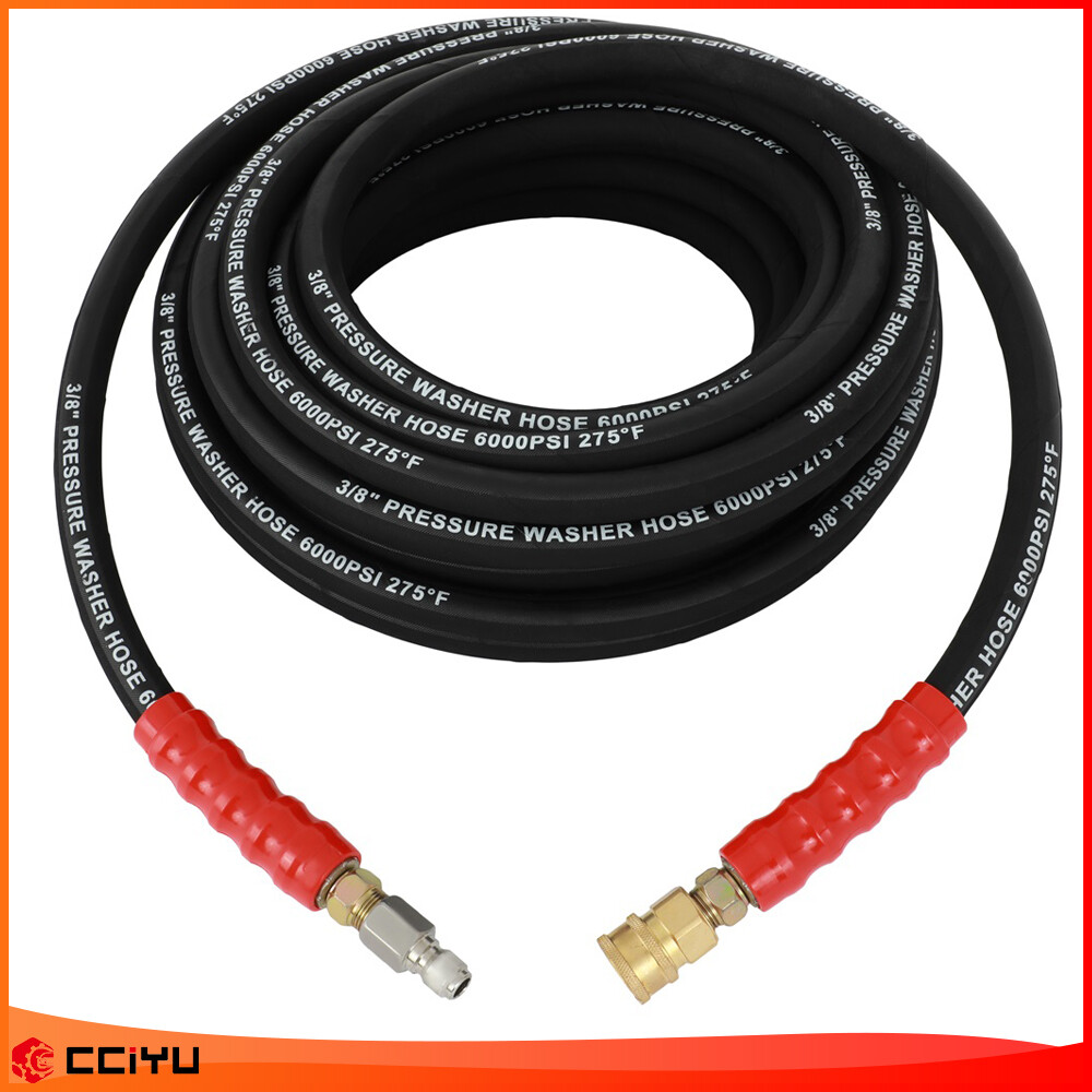 Hot Water Pressure Washer Hose 3/8″ x 50ft 6000psi 2-Braid R2 Black
