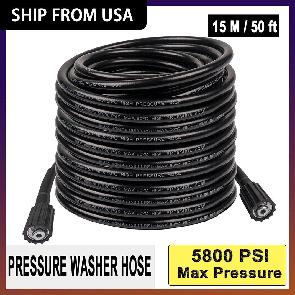 15m/50ft High Pressure Washer Hose 5800PSI M22-14mm Power Washer Extension Hose