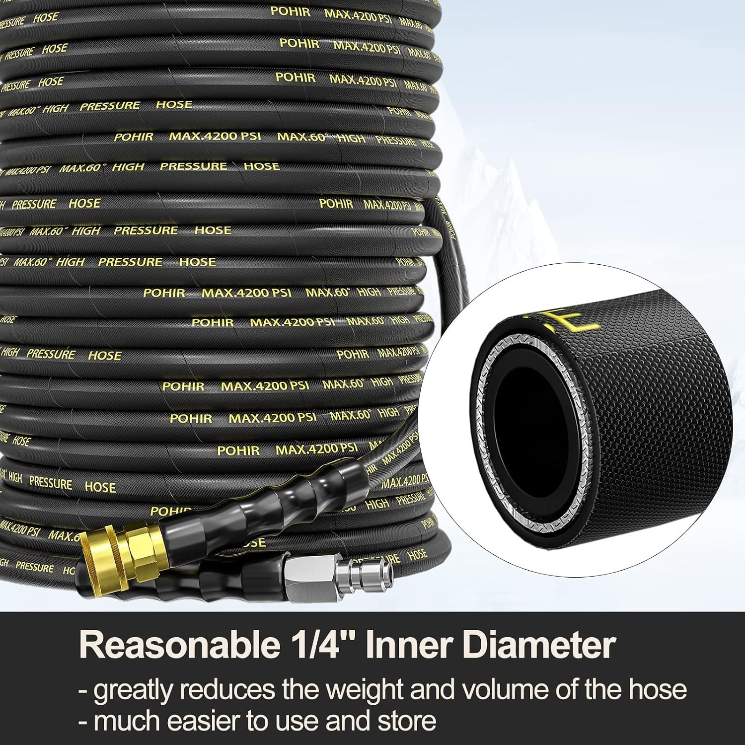 Durable 150ft Pressure Washer Hose, 4200 PSI