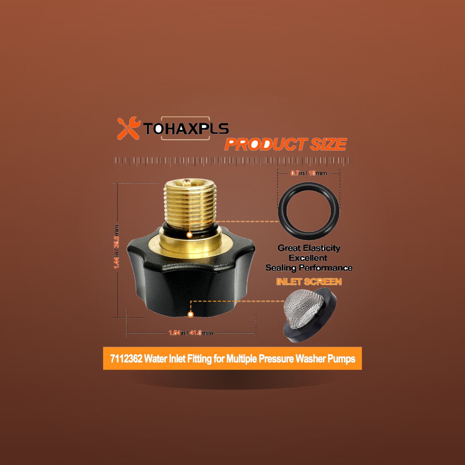 7112362 Water Inlet Fitting for Simpson Pressure Washer Pump Parts, Fits Mult../