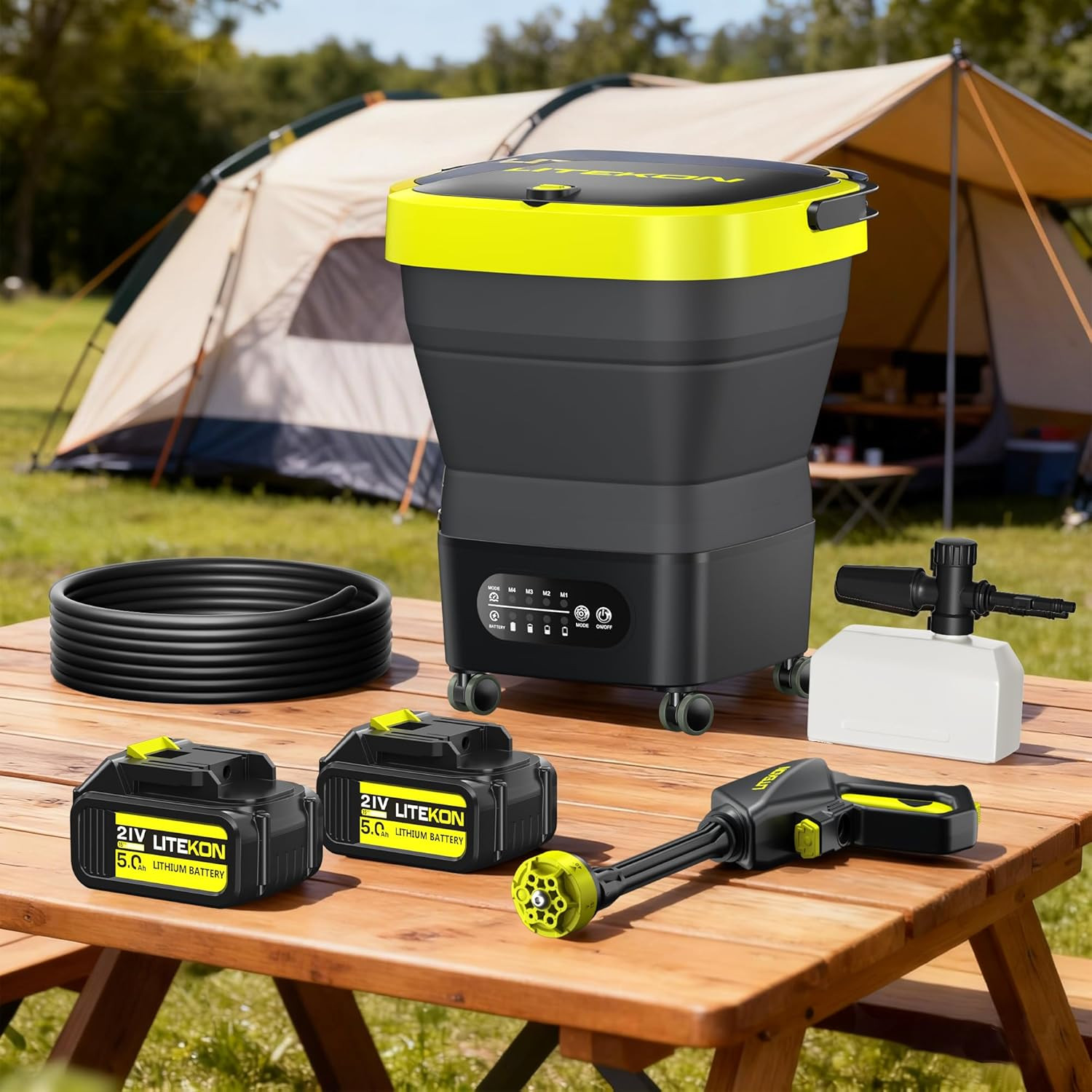 Portable Cordless Pressure Washer 750Psi, 4.5Gal Tank, 6-in-1 Nozzle
