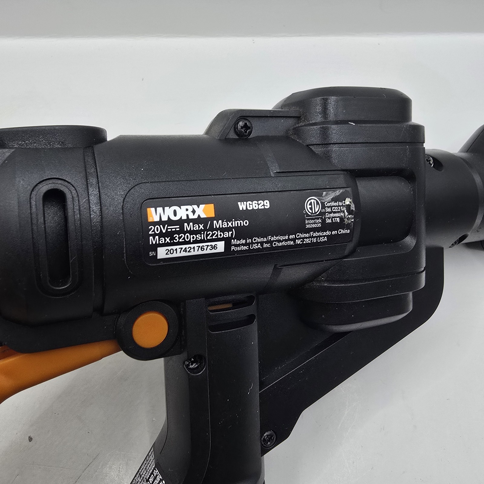 WORX WG629 Hydroshot 20V Cordless Cleaner Pressure Washer No Battery Or Charger