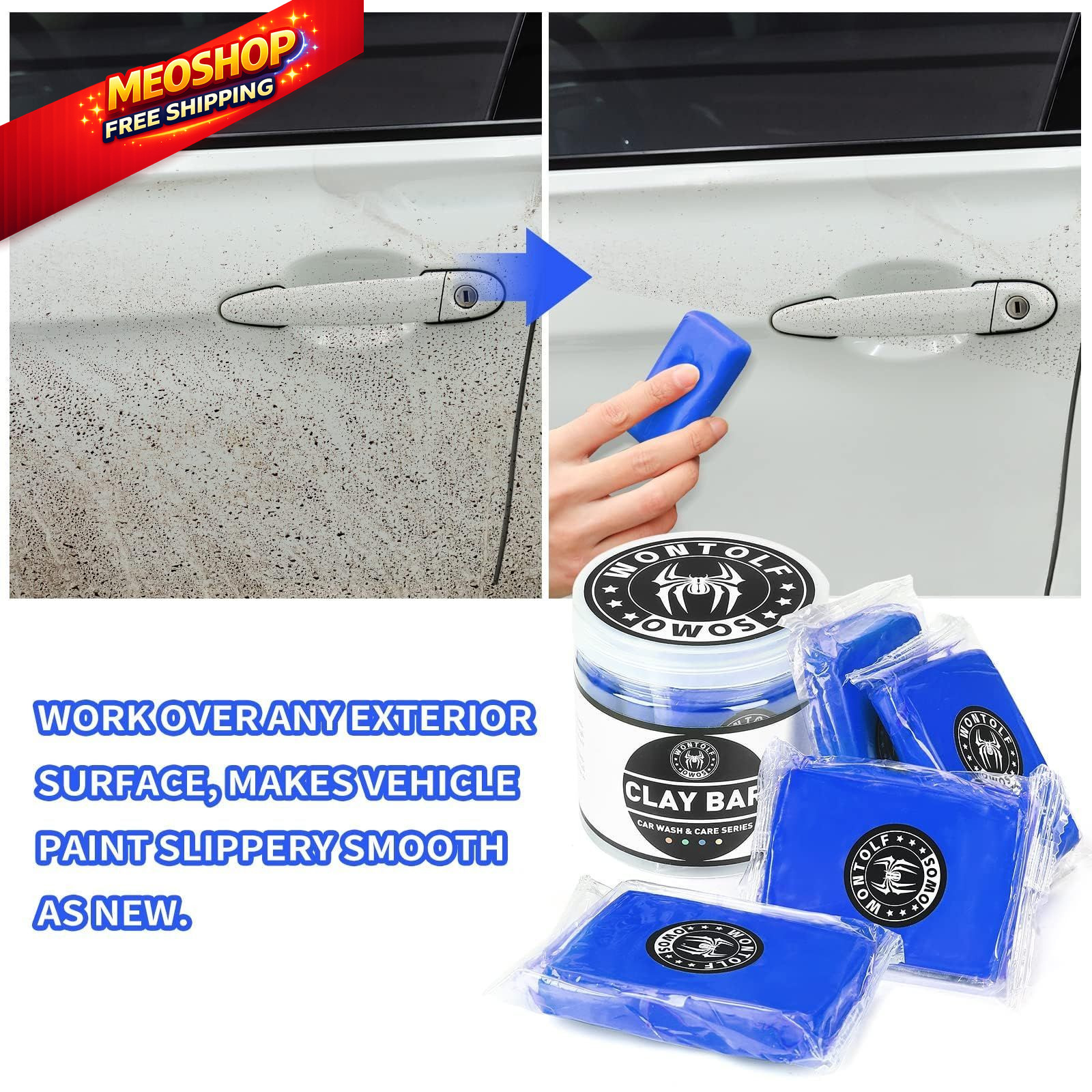 Wontolf 10 Pack Clay Bars Auto Detailing Premium Grade Magic Bar Blue