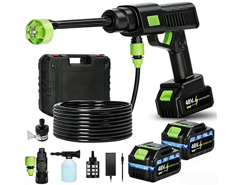 Cordless Car Washer, Lightweight Portable Cleaning Tool with 6-In-1 Nozzle, Batt