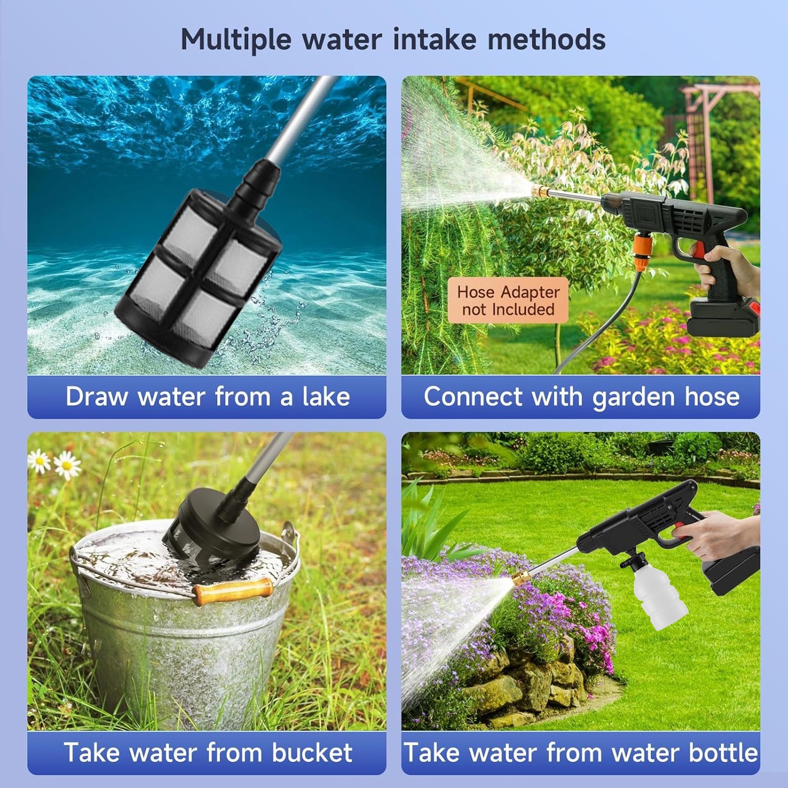 Cordless Electric High Pressure Water Spray Car Gun Portable Washer Cleaner Yard