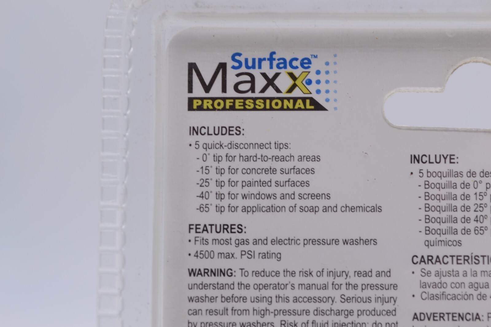 Power Washer Spray Tips 5 Pack Surface Maxx Professional Universal Fit 4500 PSI