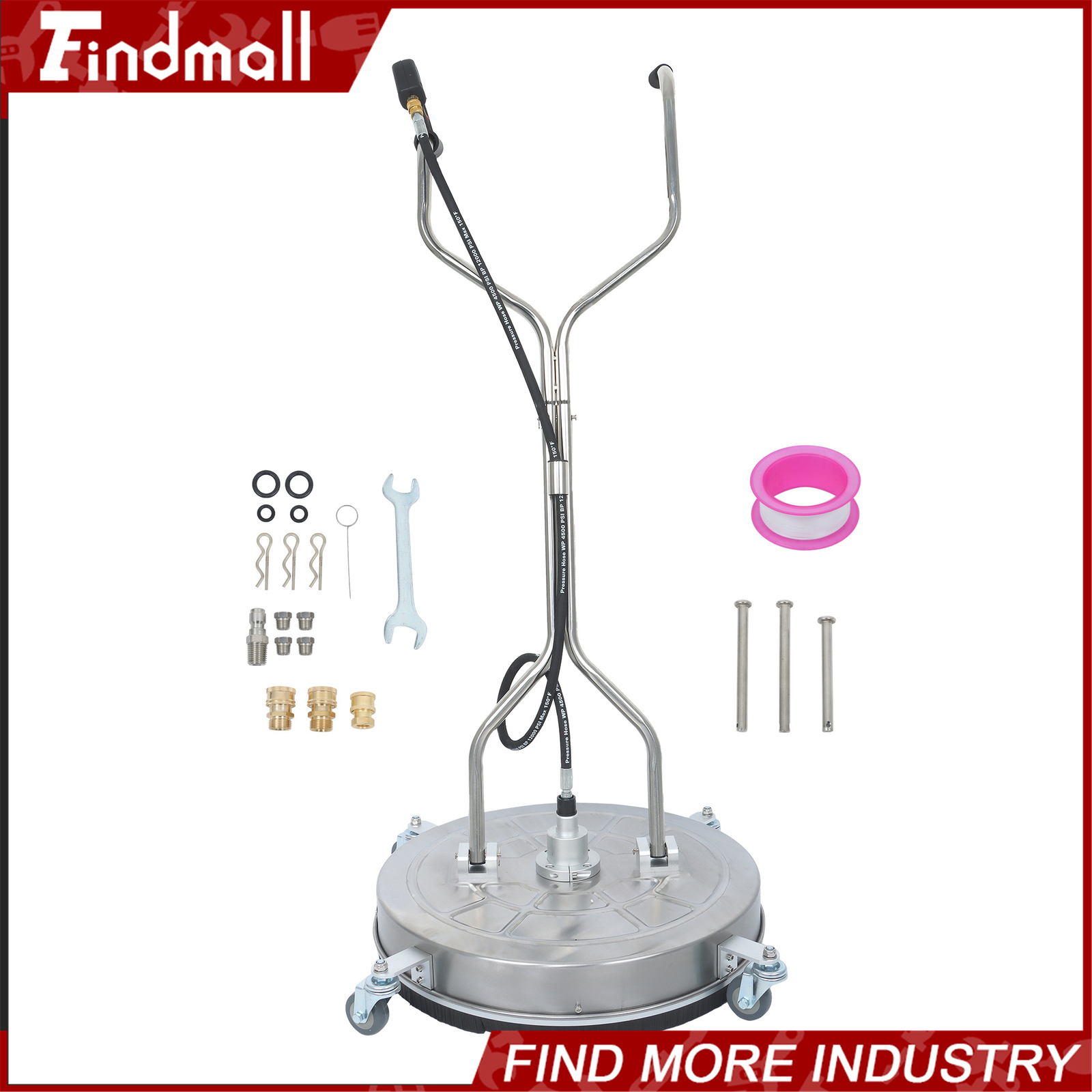 Findmall 24″ Pressure Washer Surface Cleaner w/ Handles & Wheels Quick Connect