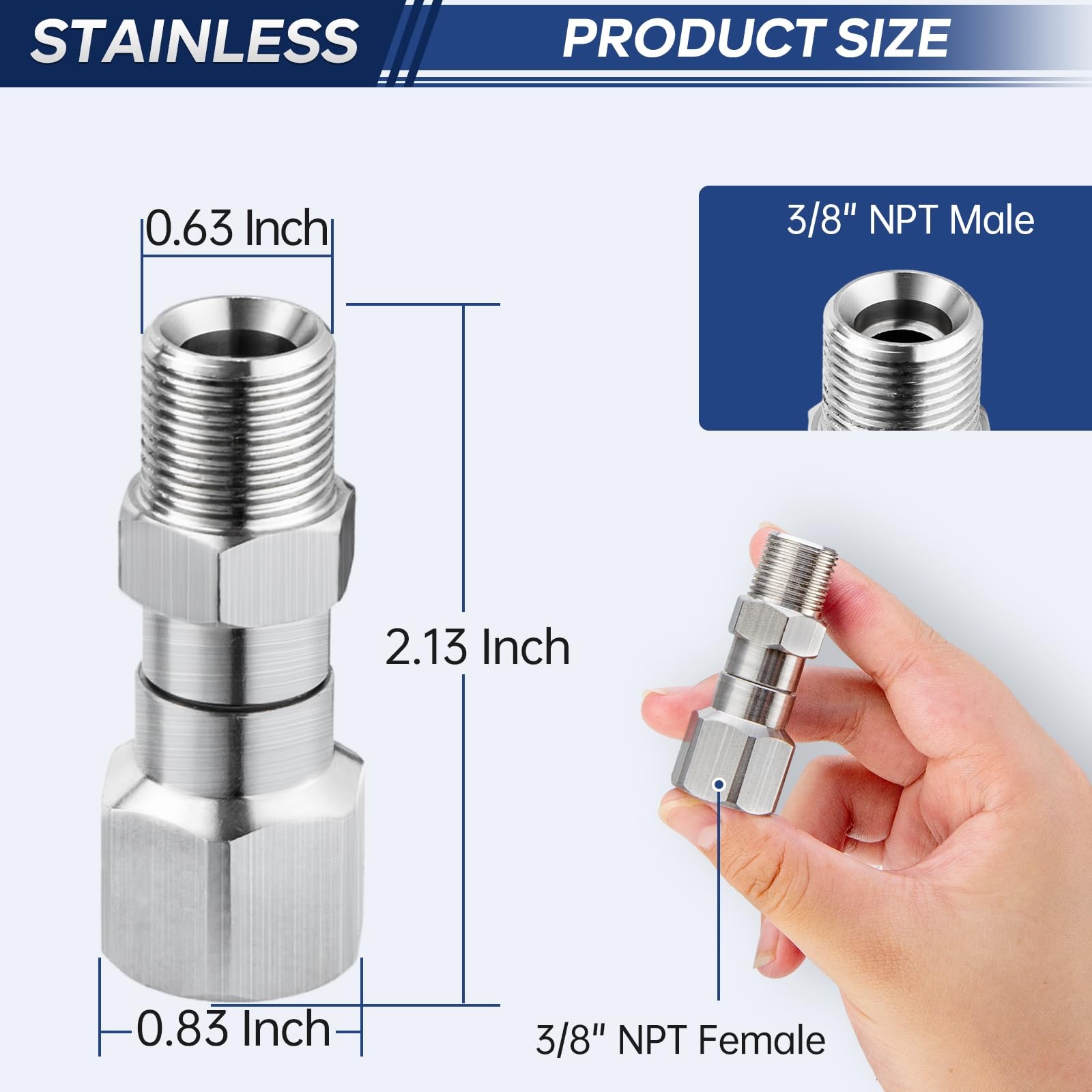 Pressure Washer Swivel 3/8″ NPT Thread Male to Female 360 Joint 5000PSI 2PCS