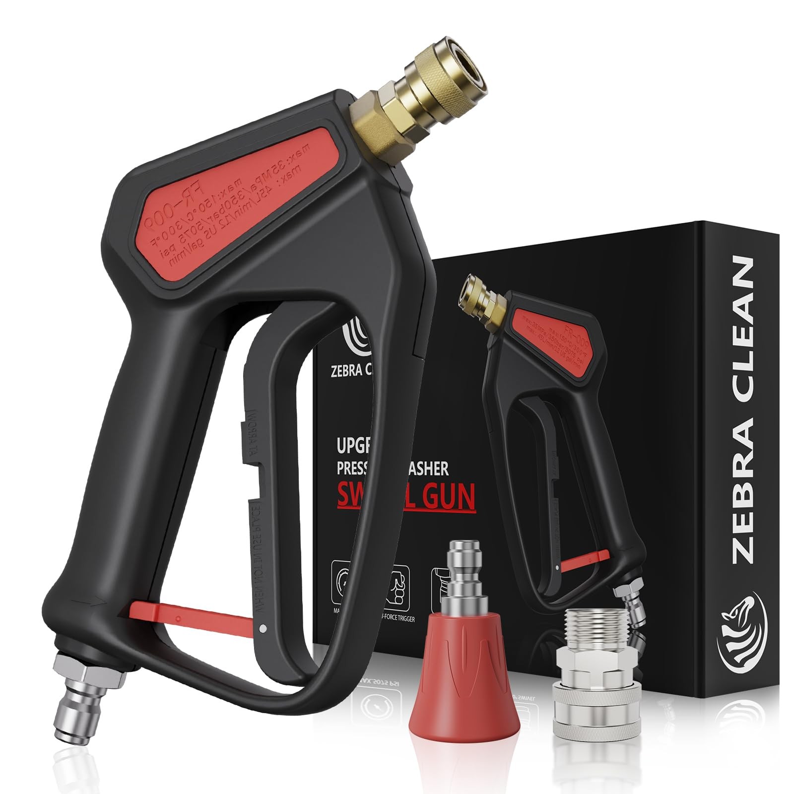 Short Pressure Washer Gun with Swivel High Pressure Water Handle with 3/8″ M…