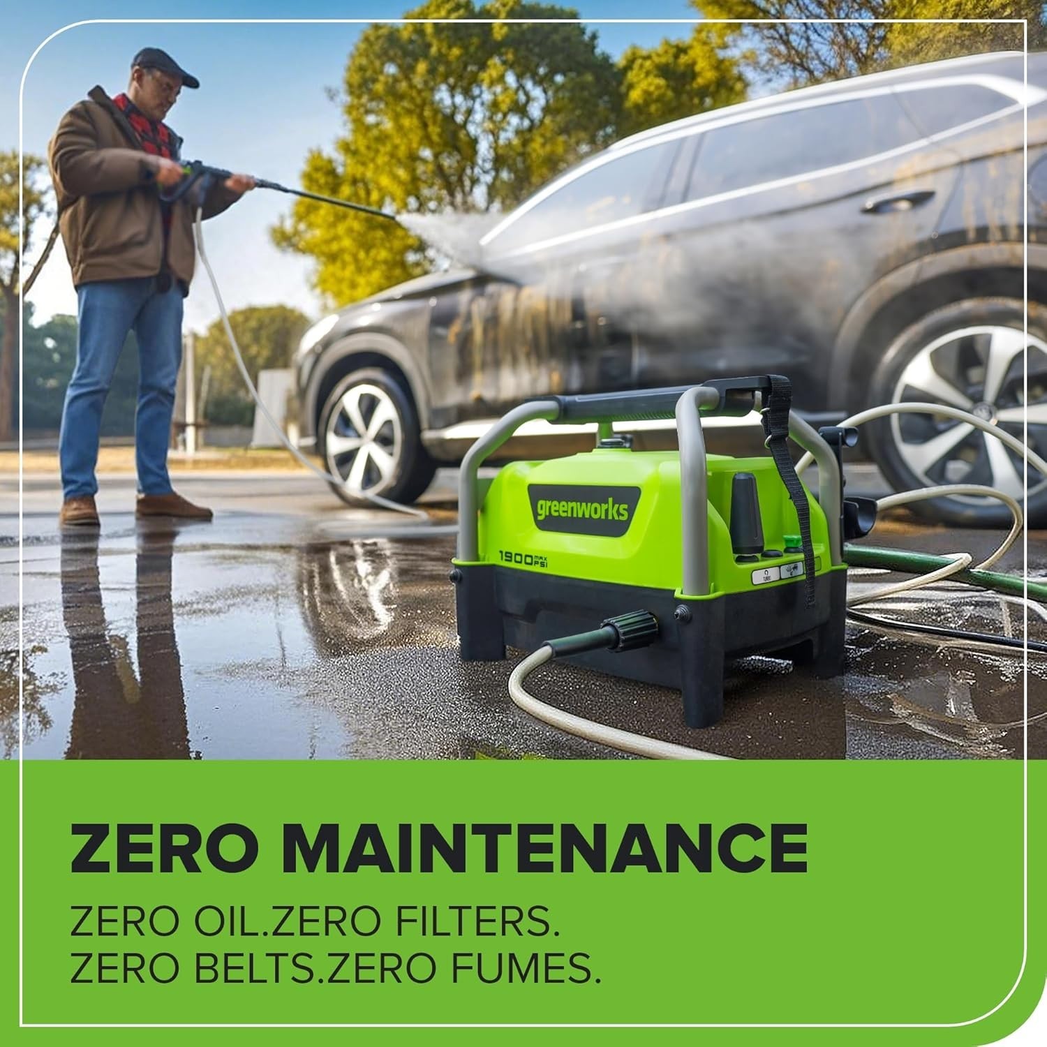 Compact 1900 PSI Portable Electric Washer – 1.2 GPM, 20ft Hose, 3 Nozzles