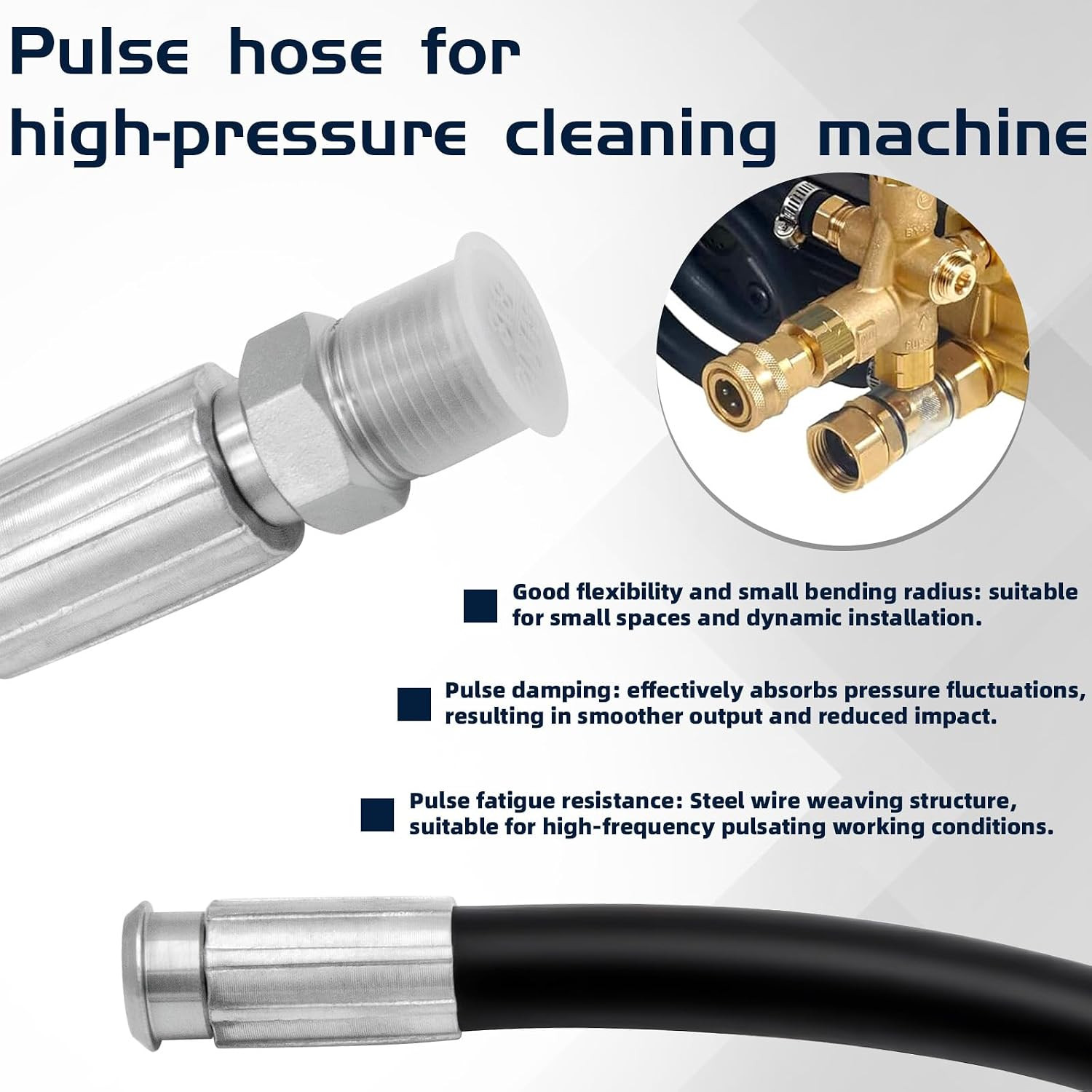 12 Inch 3000 PSI Pressure Washer Pulse Hose – Fit 2600 PSI Excell Devilbiss XR V