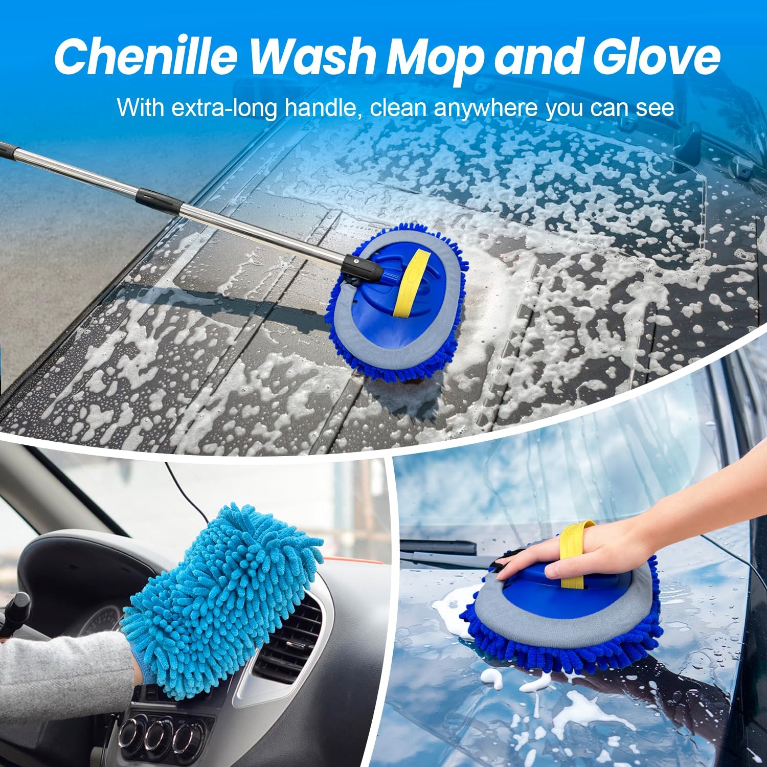 ARTIPOLY 65” Five-Sided Car Wash Brush with Long Handle, Scratch-Free 65″