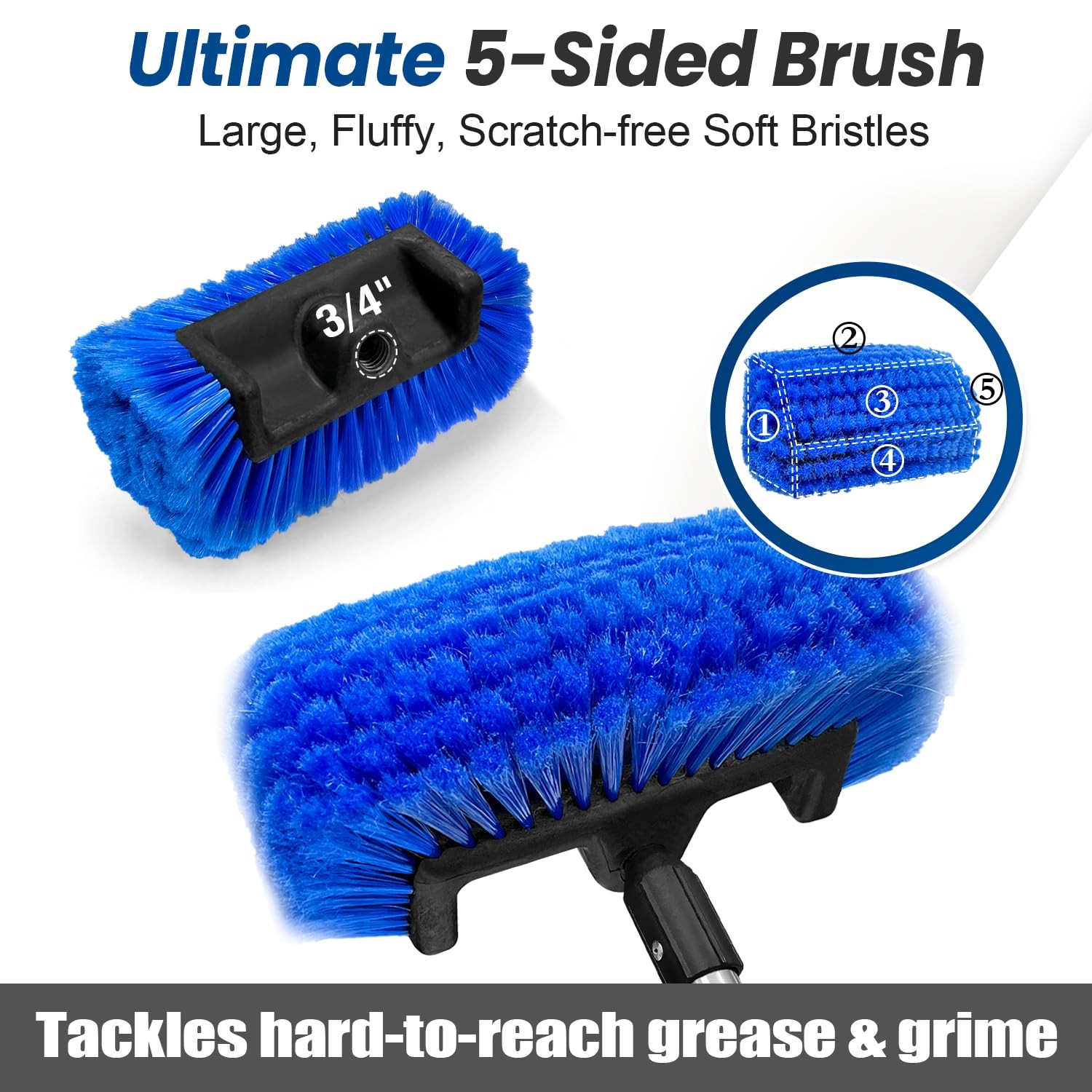 ARTIPOLY 65” Five-Sided Car Wash Brush with Long Handle, Scratch-Free 65″