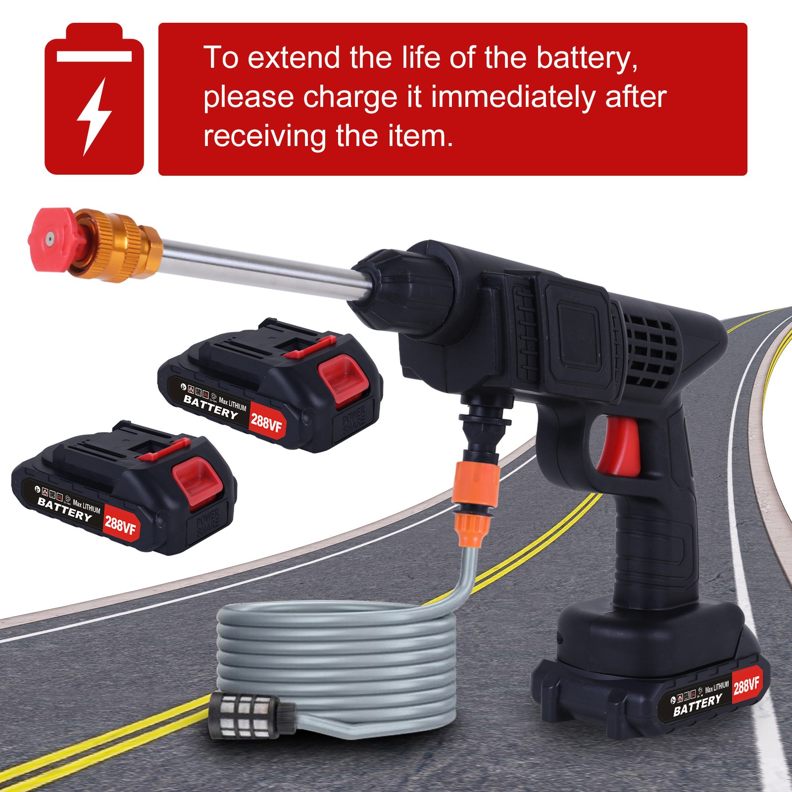 Portable Cordless Electric High Pressure Washer Spray Gun Car Wash Tool Boxset