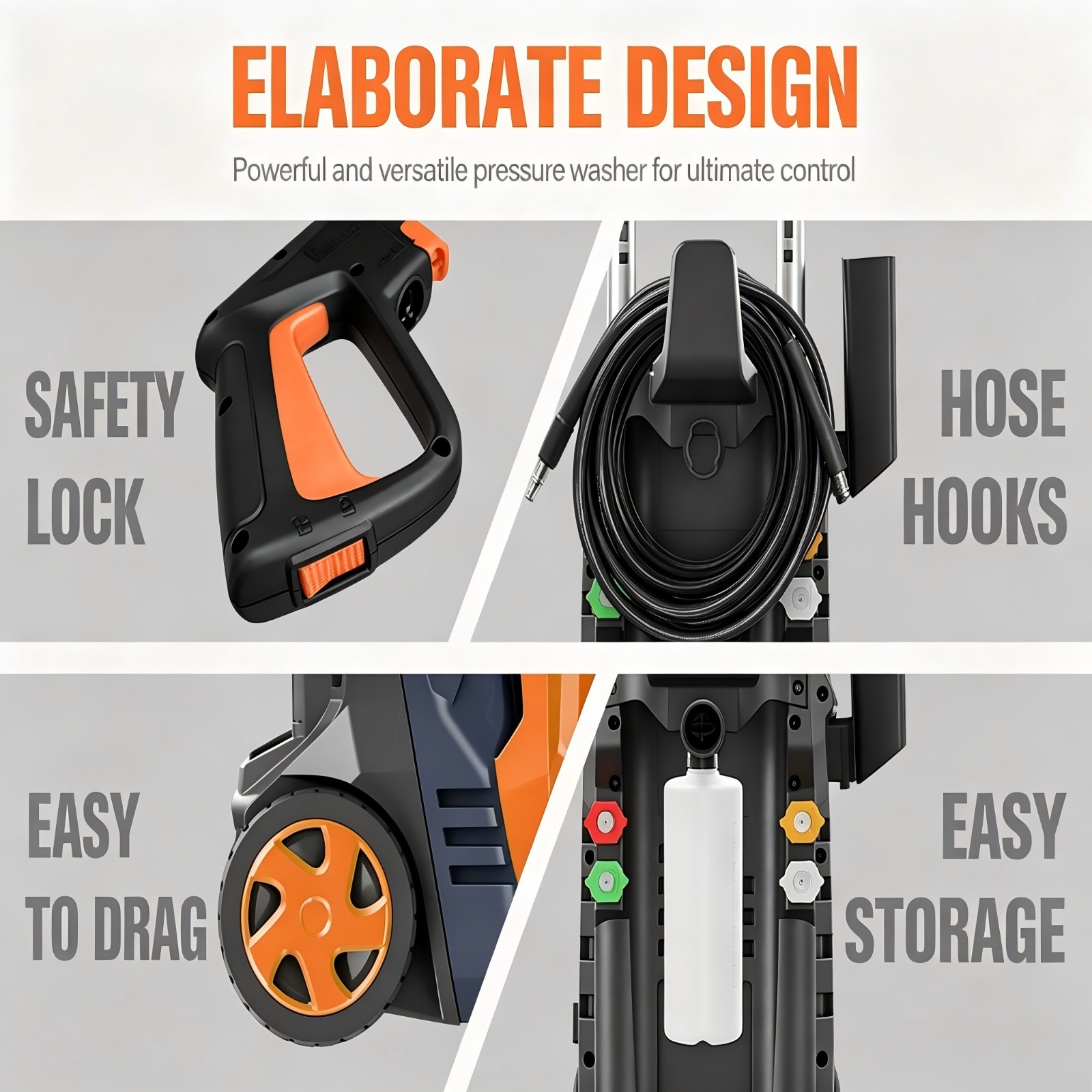 Electric Pressure Washer 4200PSI 2.0GPM Water High Power Jet Wash Patio Car
