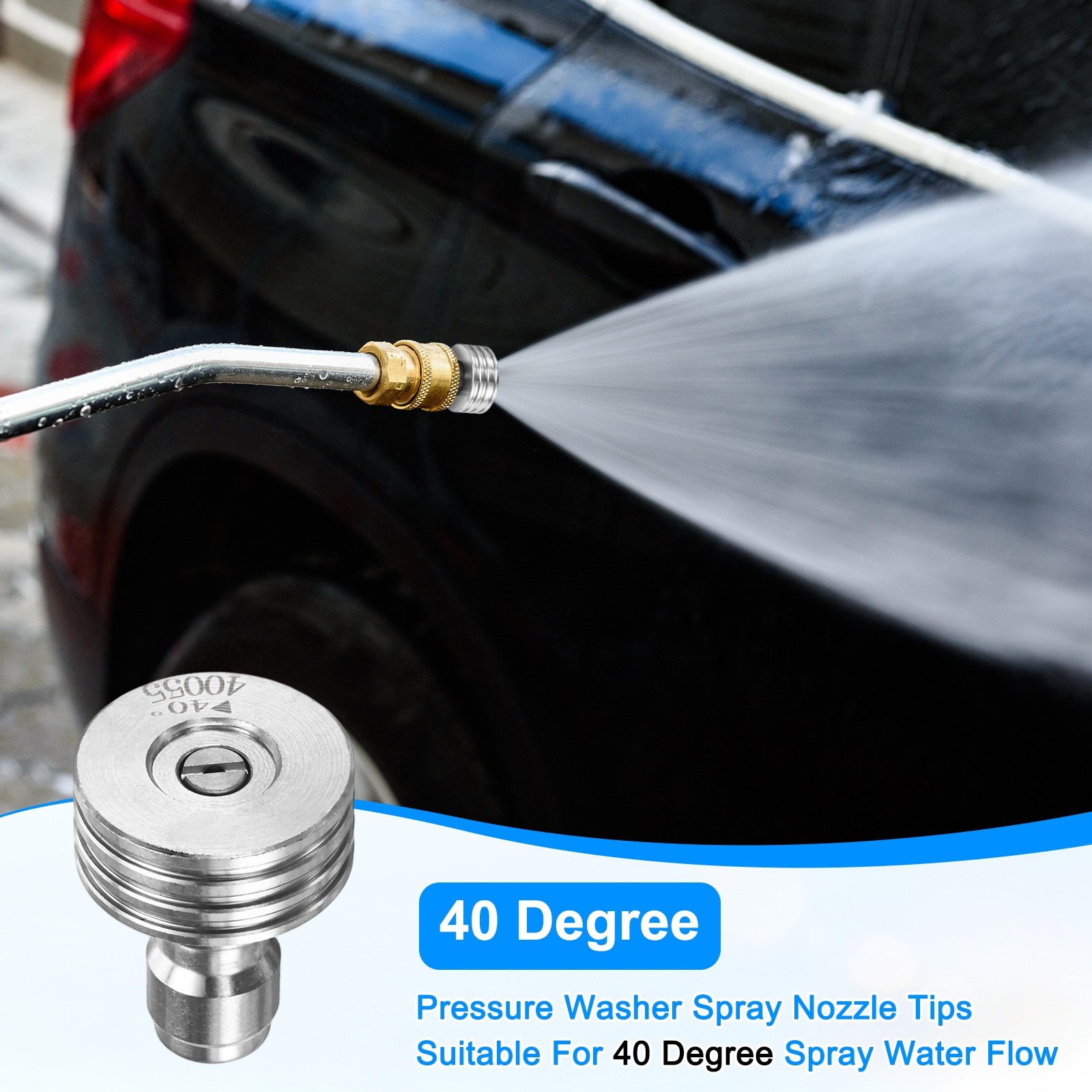 1-Pack 40 Degrees Pressure Washer Nozzle Tips, 1/4 Inch Quick Connect, 1.400mm