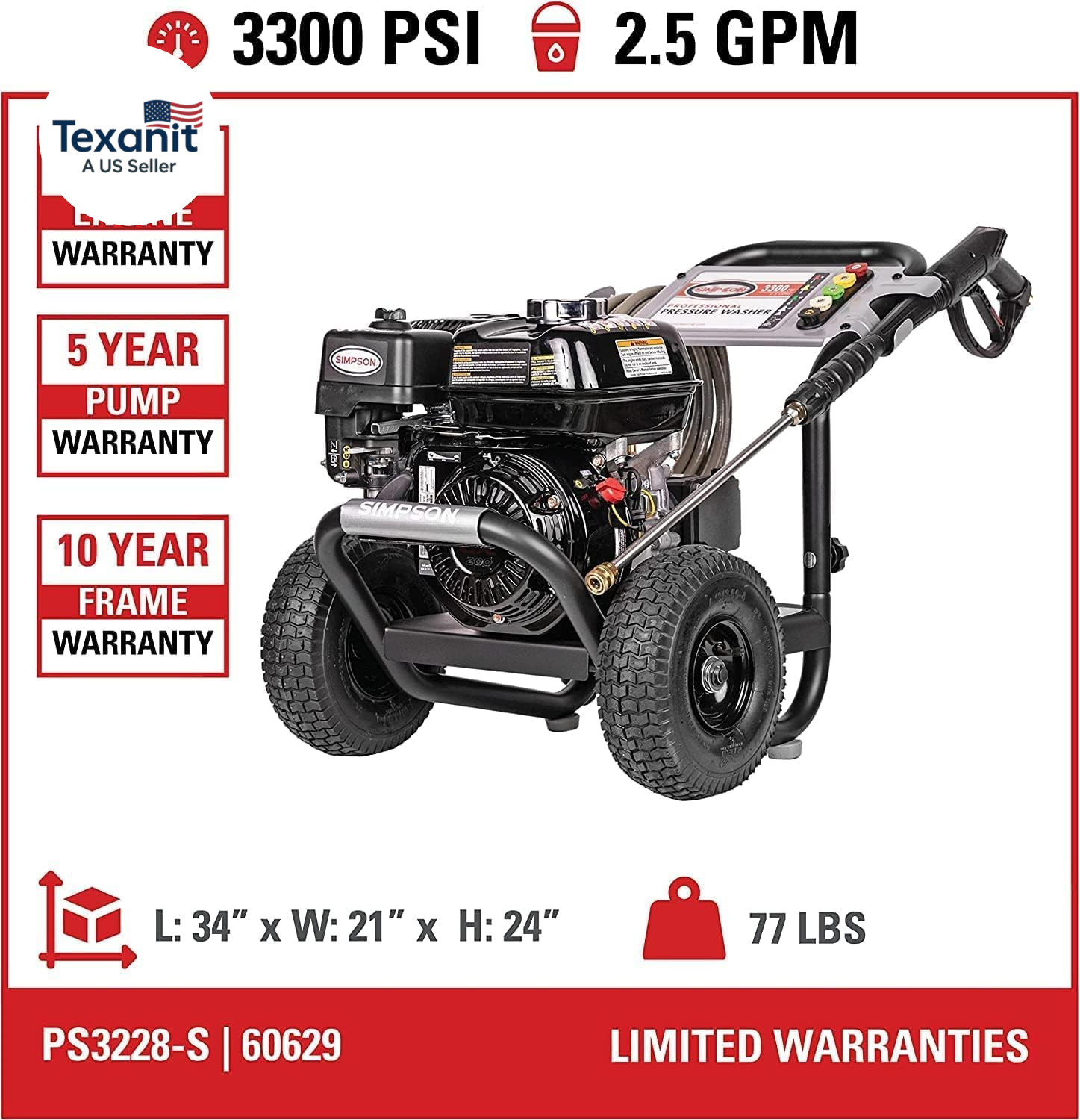 Cleaning PS3228 Powershot 3300 PSI Gas Pressure Washer, 2.5 GPM, Honda GX200 Eng