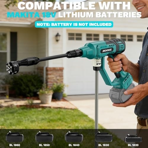 Cordless Portable Pressure Washer 700 PSI, 6-in-1 Nozzle, Adjustable Power Tool