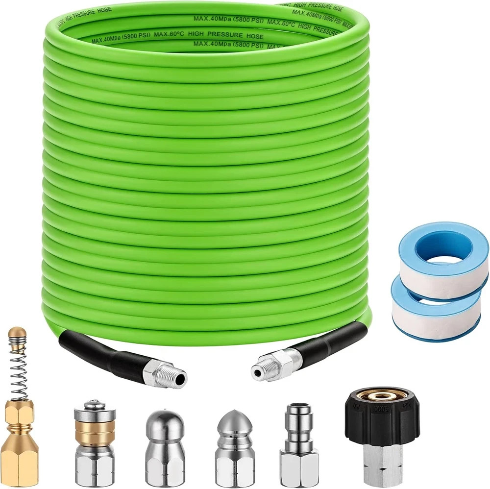 Pressure Washer Sewer Jetter Kit – 100Ft X1/4″ Hydro Drain Jetter Cleaner H…,