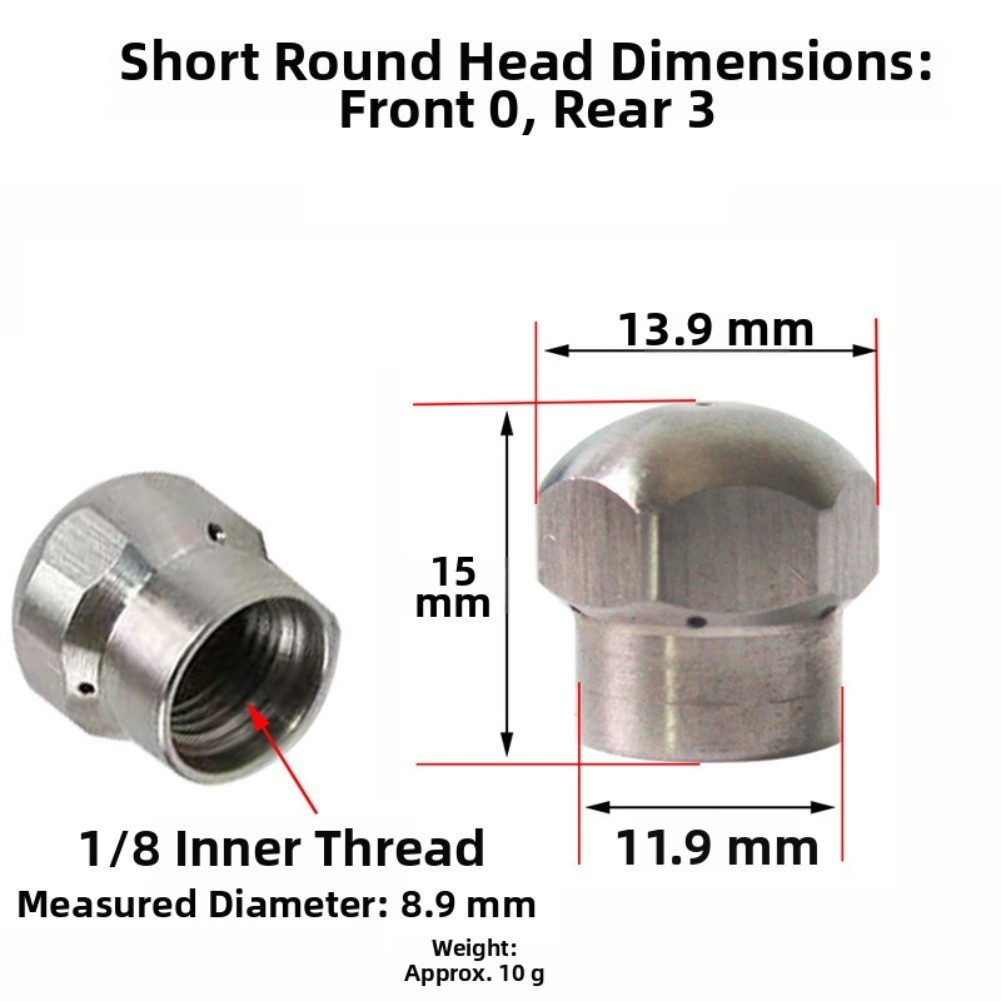 Four Nozzle Set for Pipeline Cleaning with Stainless Steel and Brass Components