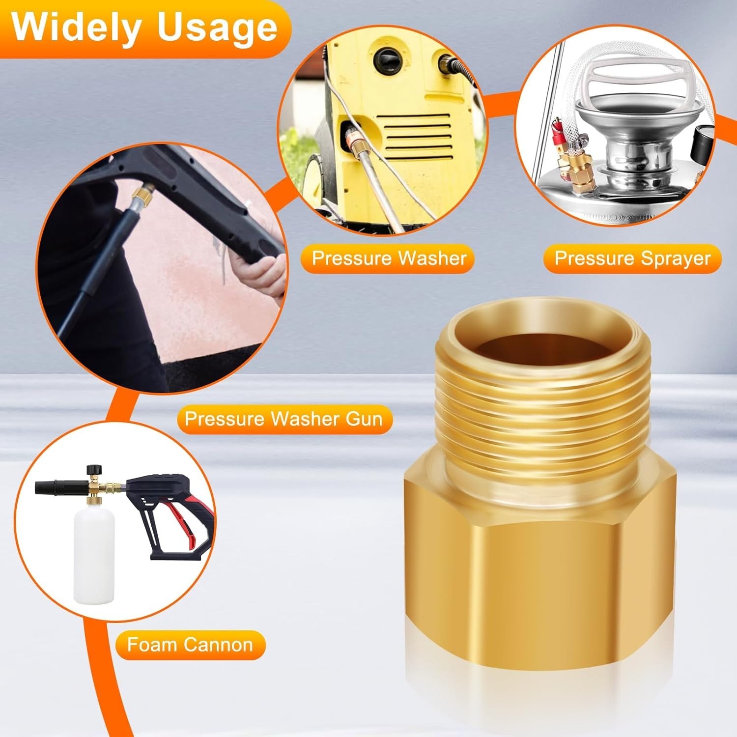 M22 High-Pressure Brass Washer Adapter – 4800 PSI M22-14 to M22-15 Conversion