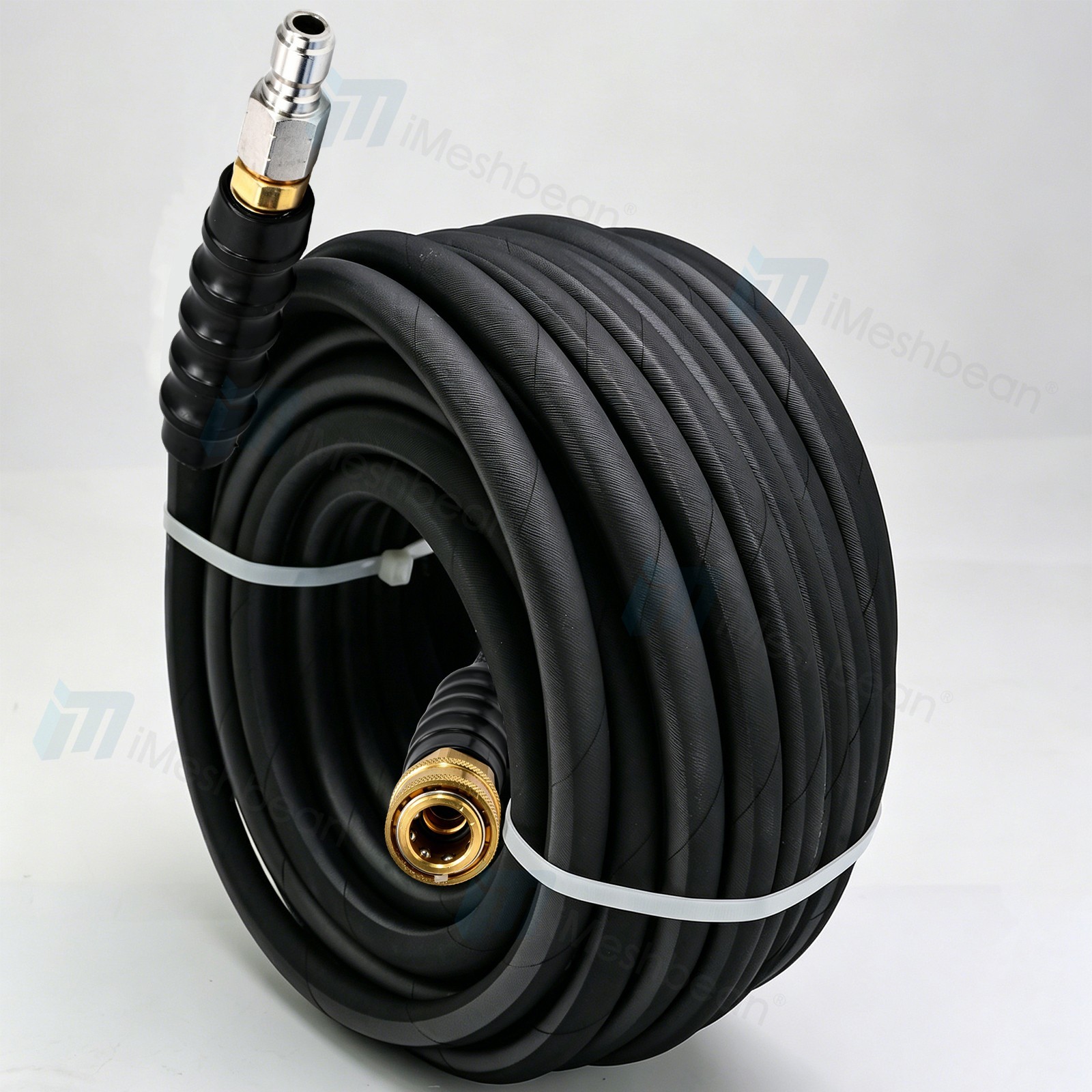 125ft 3/8″ Pressure Washer Hose 4000 PSI Non-Marking Gray With Couplers