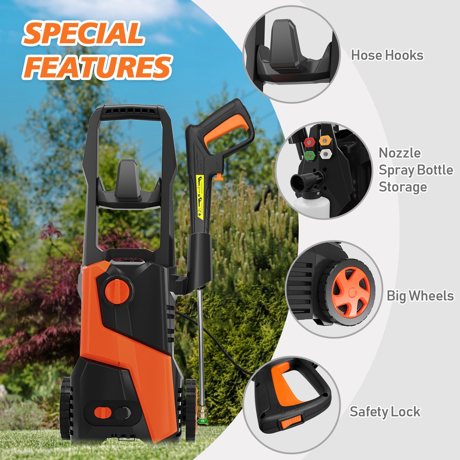 Pressure Washer 4200PSI 2.5GPM, Steel Lance, 4 Nozzle Tips, for Car, Patio