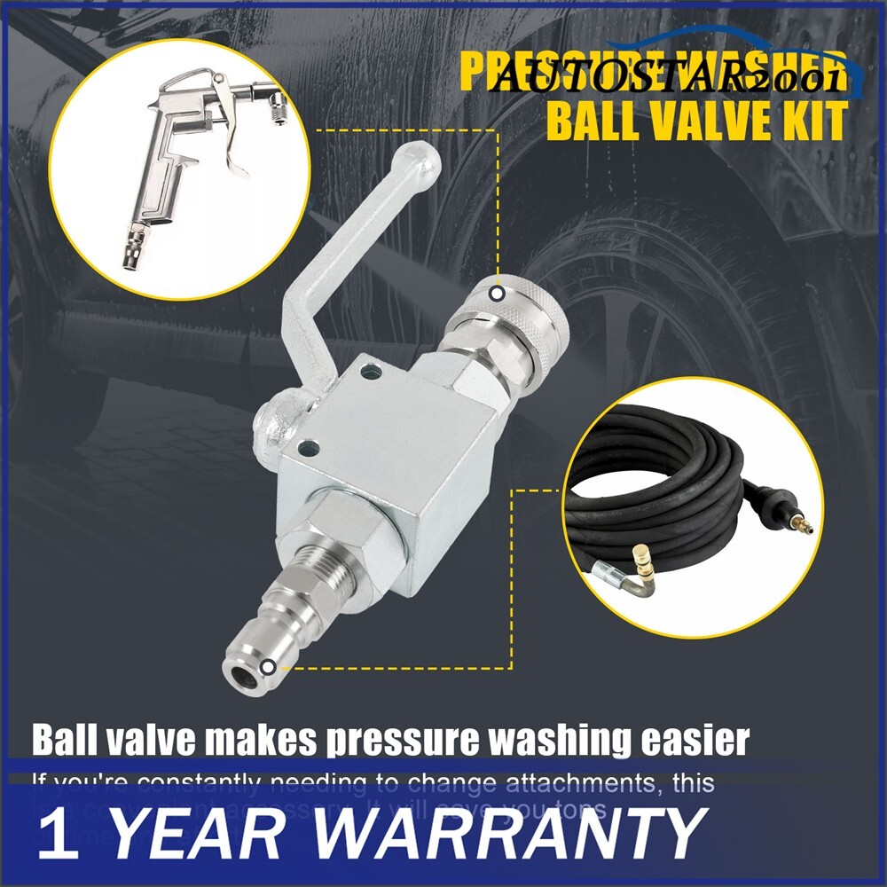High Pressure Washer Ball Valve Steel Kit 4500 PSI 3/8 Inch Quick Connect NEW