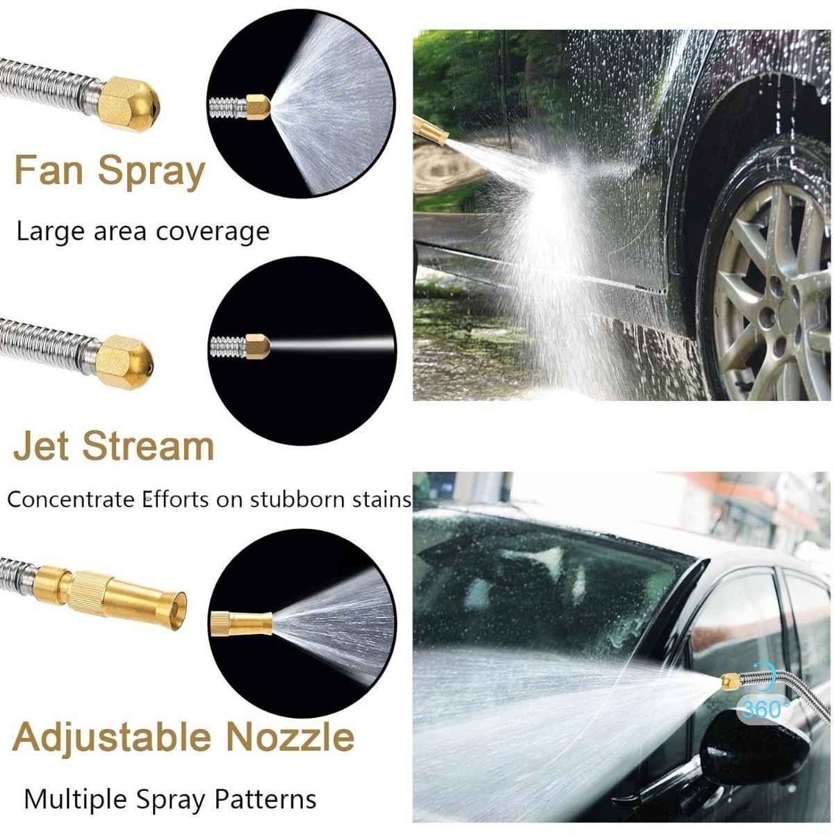 Jet Nozzle 18″ High Presure Power Washer Wand w/Nozzles & Hose Connector & Glove