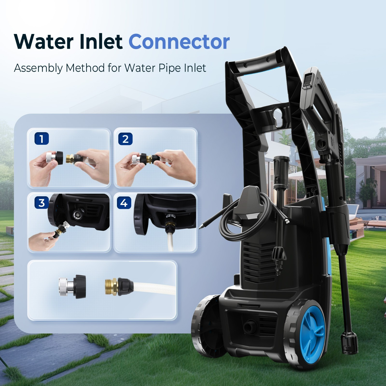 1600PSI Pressure Electric High Pressure Washer 1.71GPM for Car Motor Jet