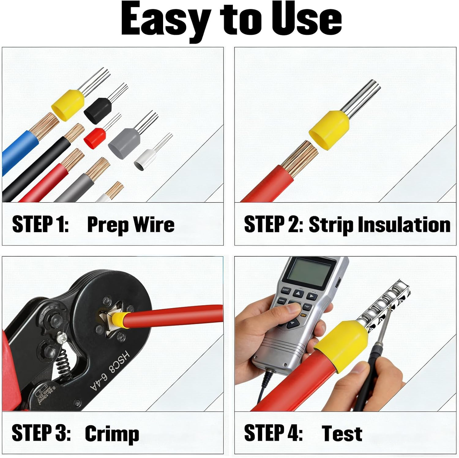 Ferrule Crimping Tool Kit with 1800PCS Wire Ferrules and Ratchet Crimper