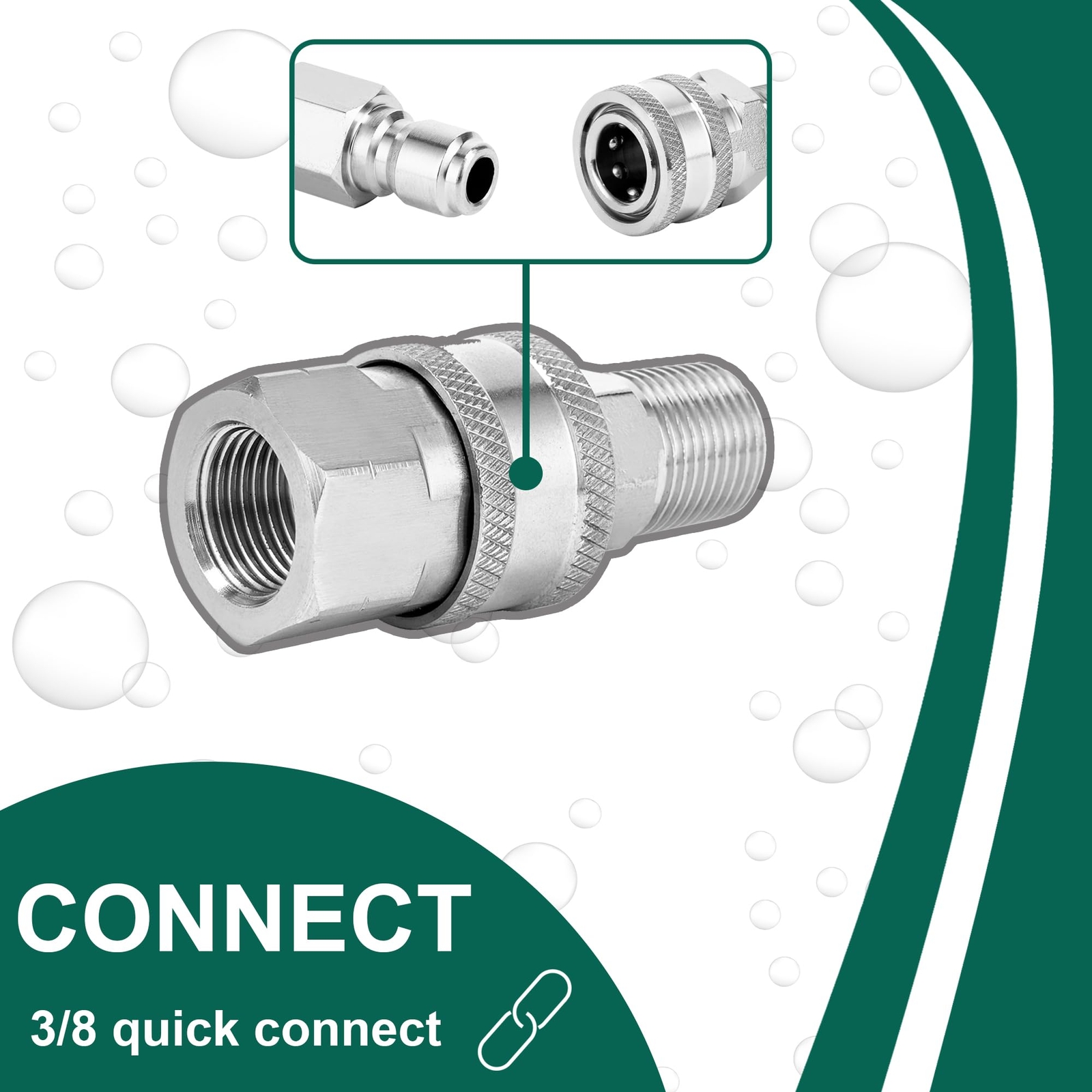 3/8 Inch Quick Connect Fittings Pressure Washer Quick Connect Kit Stainless Stee