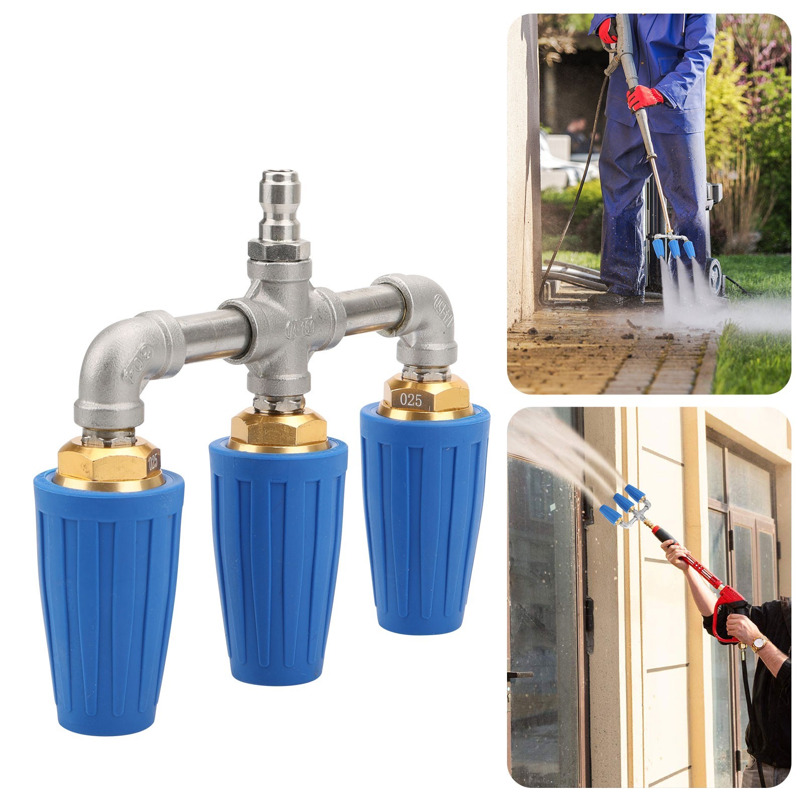 High Pressure Washer Nozzle Triple Turbo 1/4″ 4000 PSI 360° Rotating Auto Garden