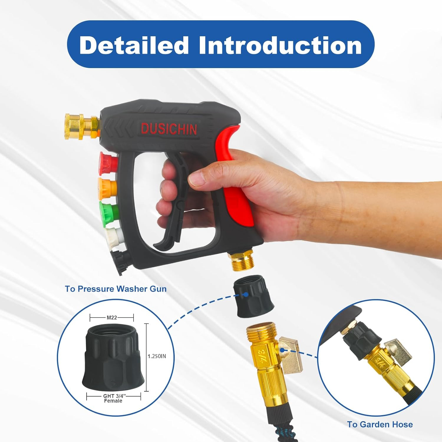 Garden Hose Adapter Pressure Washer Gun to Water Hose Fitting, Garden Hose 3/4 G