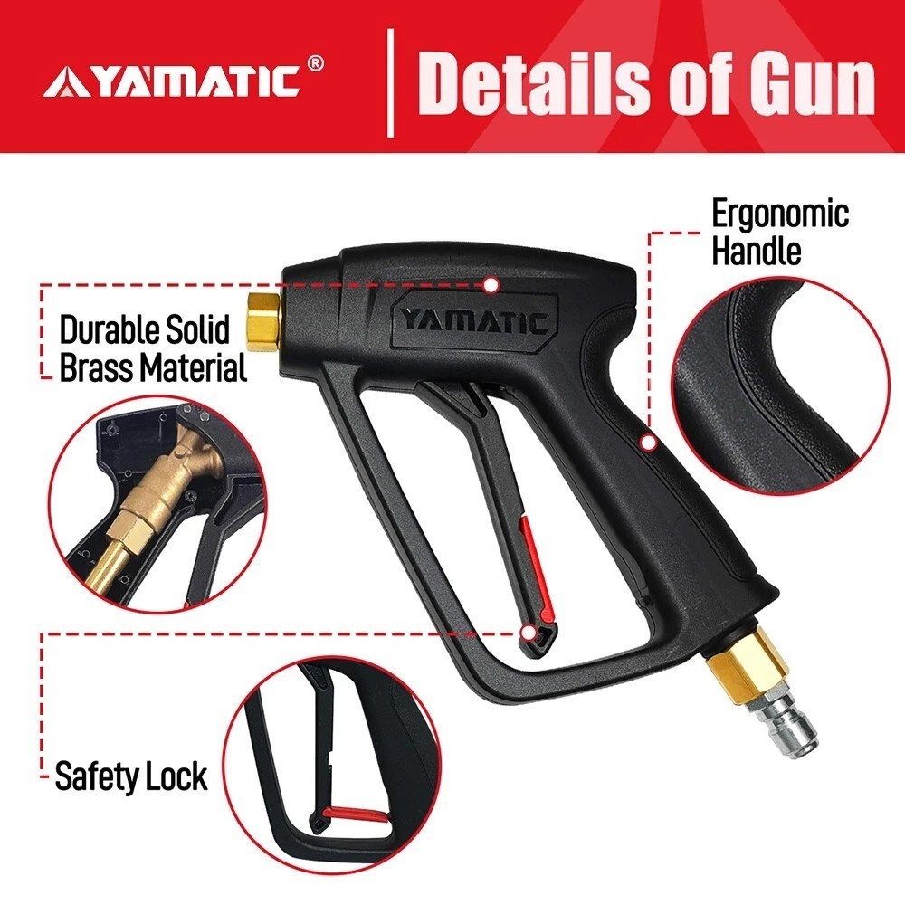 YAMATIC 4000 psi Pressure Washer Gun, 3200 psi Pressure Washer Hose Power Set