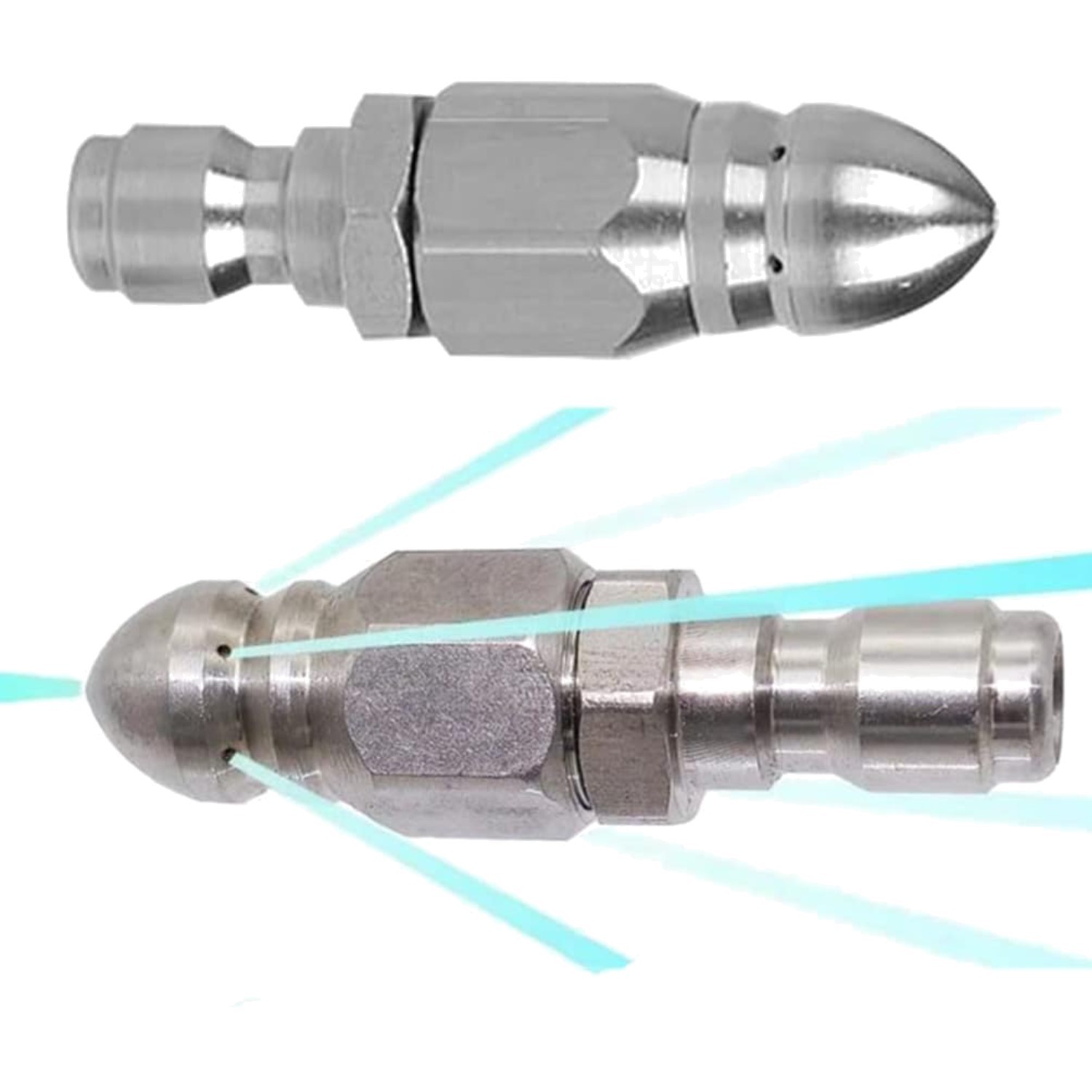2 Sets Pressure Washer Sewer Jetter Nozzle with Stainless Steel, Mini Compact…
