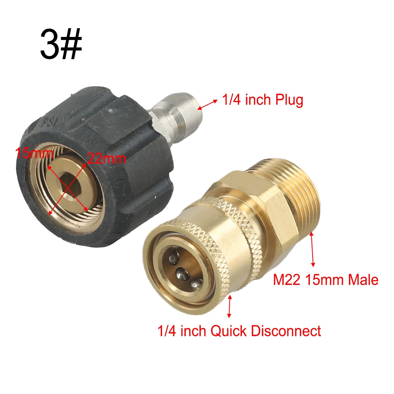 M22 Washer Swivel Adapter Set 14mm 15mm Quick Connect To 1/4“ 3/8“ Accessory ·