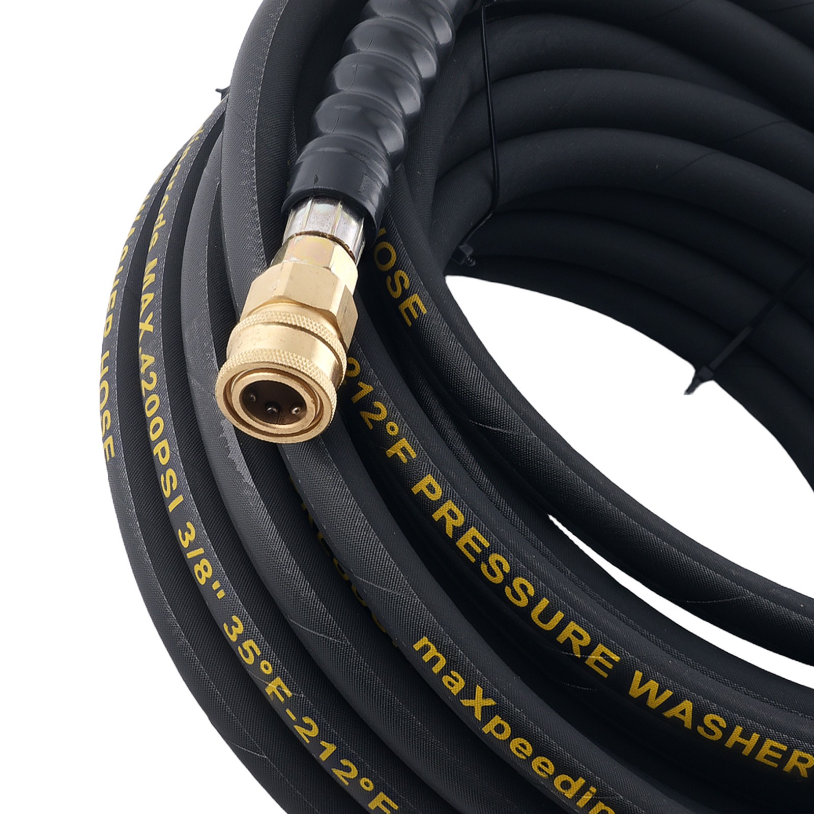50 Ft 3/8″ Pressure Washer Hose 4200PSI Steel Wire Braid w/ M22 to 3/8″ Coupler