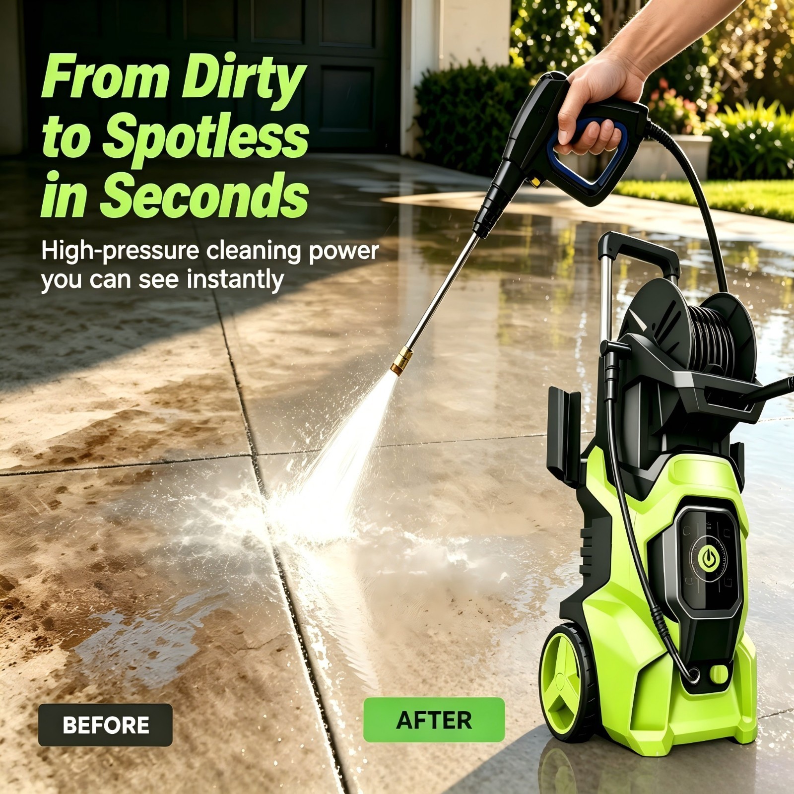 Pressure Washer 4500PSI 3.0GPM, 15-Level Touch Control, Foam Cannon, for Patio