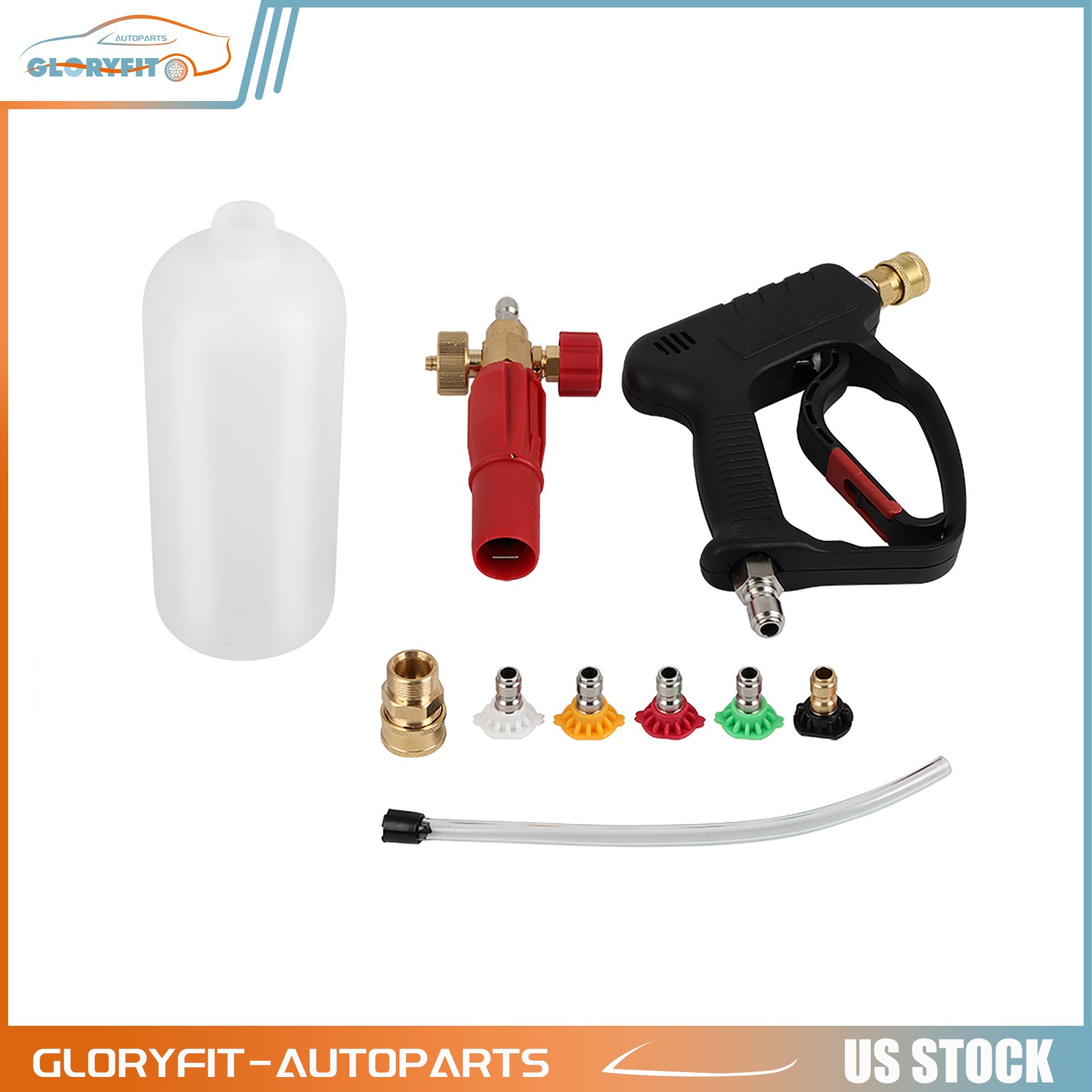 5000 PSI Short High Pressure Washer Gun w/Foam Cannon Gun Kit for Car Washing