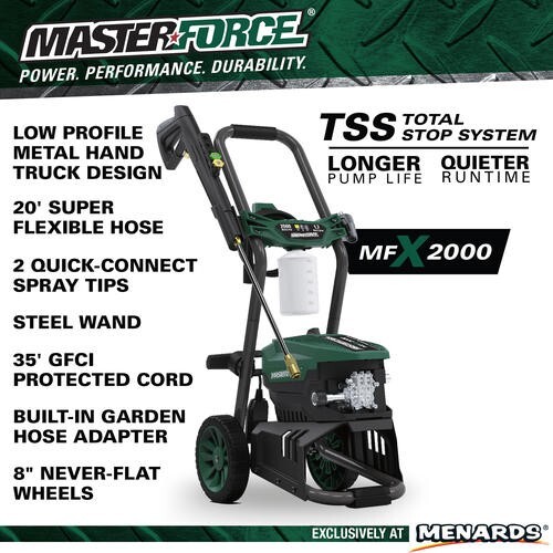 2000 PSI 1.7GPM 13Amp Corded Electric Pressure Washer Low Profile 2 Quick Nozzle